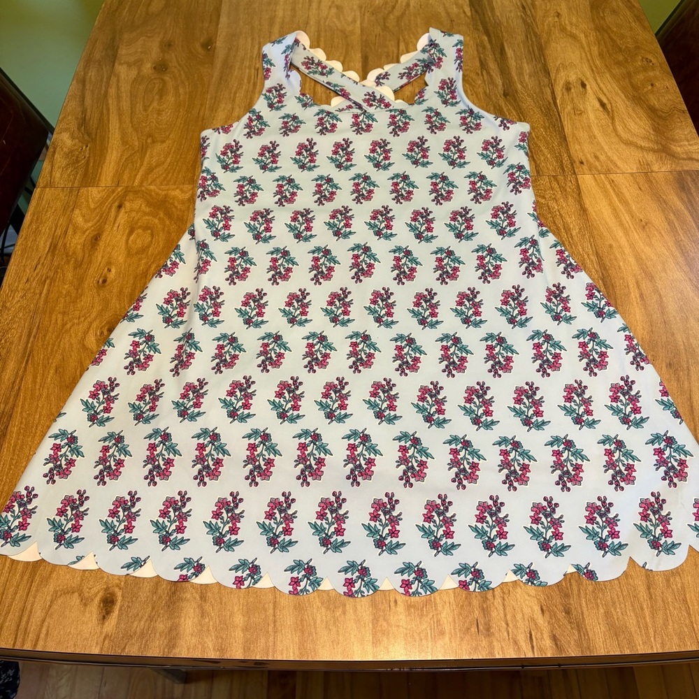 3/$55 NWT $98 USD J. Crew Scalloped Dress Blue Floral Built-in Shorts Large